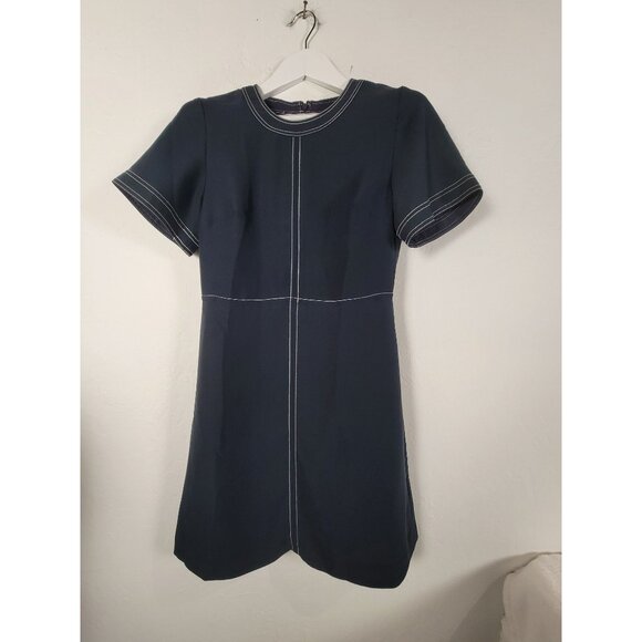 Banana Republic Navy Blue Short Sleeve Dress With Contrast Stitching Size 4 New - Picture 1 of 8